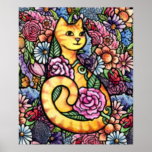 Poster Jardin des chats Tabby Orange