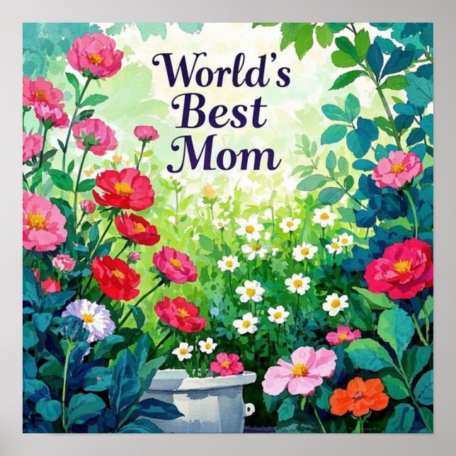 Poster Jardin des fleurs - Meilleure maman du monde (Devant)