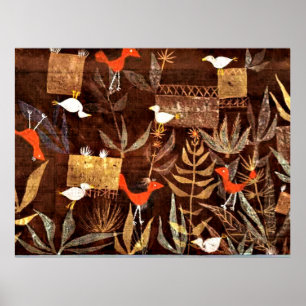 Poster Jardin des oiseaux, peinture lunaire de Paul Klee