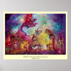 POSTER JARDIN DES OMBRES PERDUES -DRAGON ROUGE VOLANT