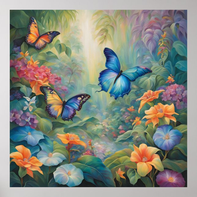 Poster Jardin des papillons Iridescente (Devant)