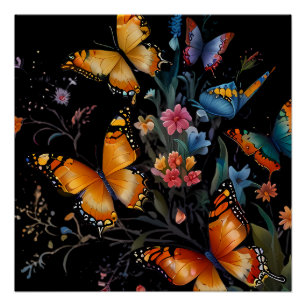 Poster Jardin des papillons lunaires