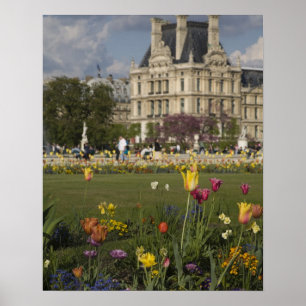 Poster Jardin des Tuileries, Louvre, Paris, France