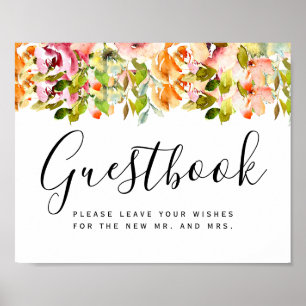 Poster Jardin d'été Aquarelle Mariage floral