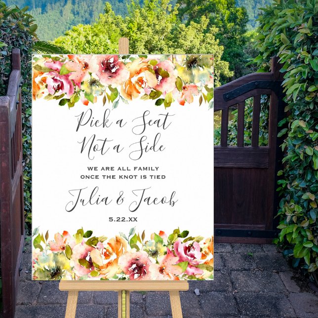 Poster Jardin d'été aquarelle mariage floral (Summer Garden Watercolor Floral Wedding Poster)