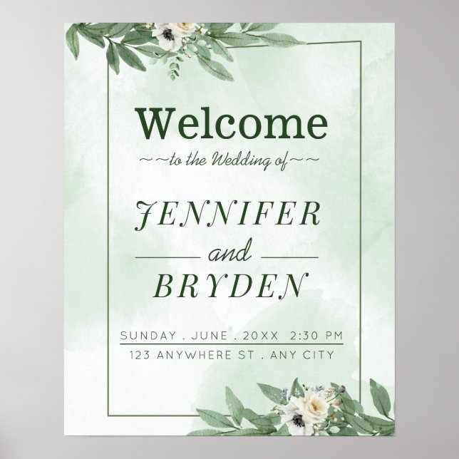 Poster Jardin d'été Aquarelle Mariage floral (Devant)