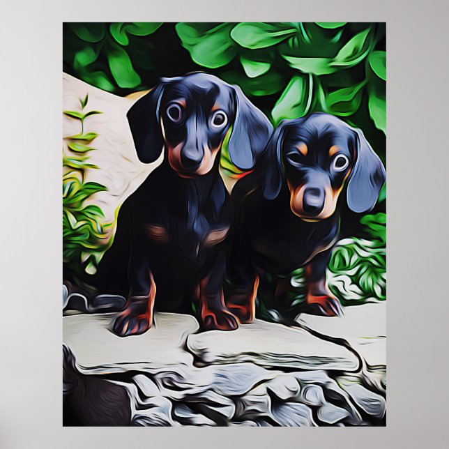 Poster Jardin d'été Dachshund Chien Anniversaire (Devant)