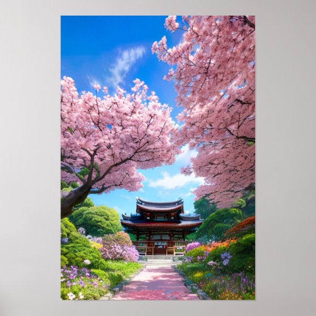 Poster Jardin du temple Sakura (Devant)