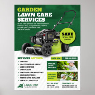 Poster Jardin, Élevage de pelouse, Services d'entretien d