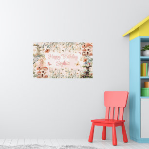 Poster Jardin enchanté Champignons fille 1er anniversaire