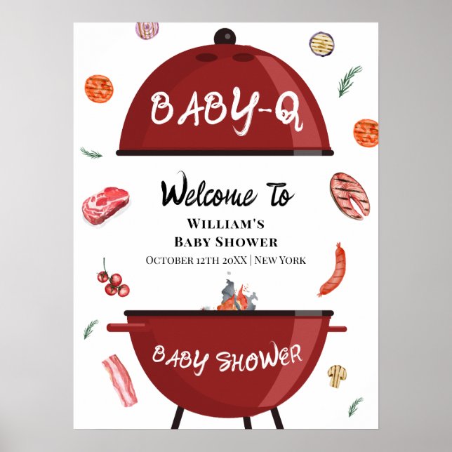 Poster Jardin extérieur moderne Baby shower barbecue Bien (Devant)