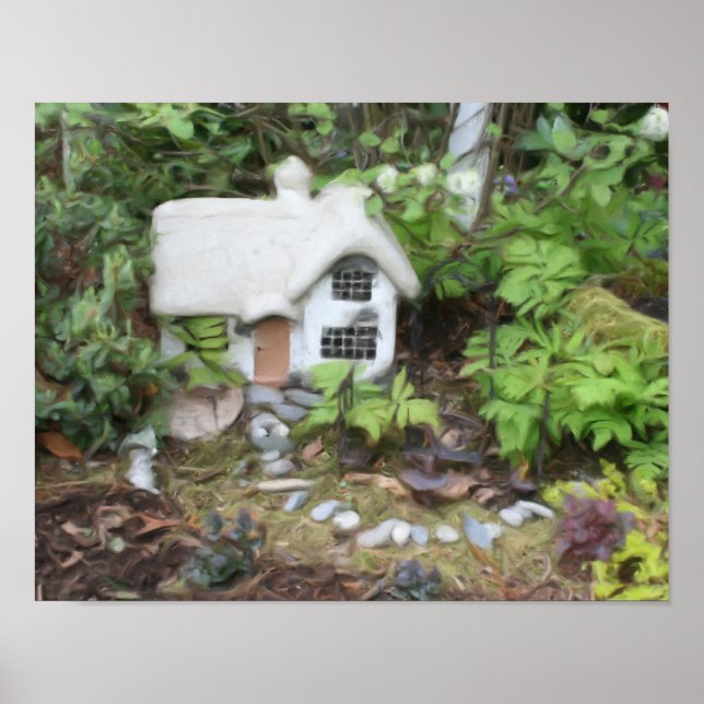 Poster Jardin Fleur Cottage Gouache Peinture (Devant)