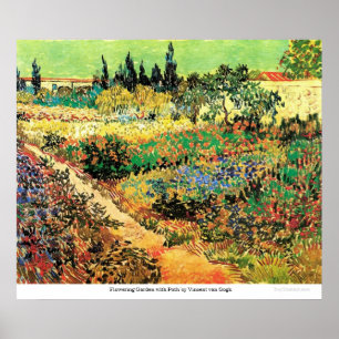Poster Jardin fleuri avec sentier par Vincent van Gogh