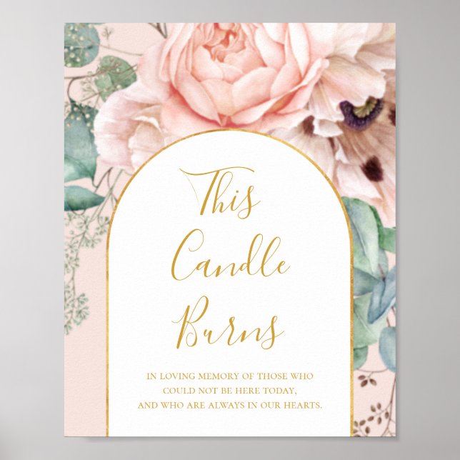 Poster Jardin Floral aux Joues Roses Pastel Cette Bougie  (Devant)