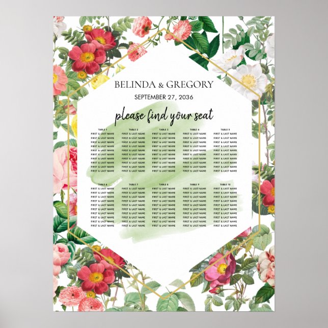 Poster Jardin floral, Mariage aquarelle (Devant)