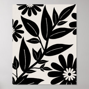 Poster Jardin Floral Noir Et Blanc