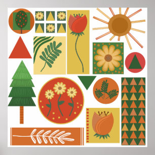 Poster Jardin géométrique coloré   Amateurs Plantes