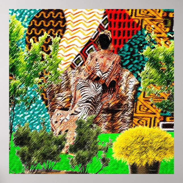 Poster Jardin intérieur : Silhouette afrocentrique (Devant)