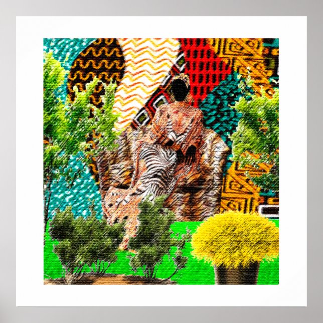 Poster Jardin intérieur : Silhouette afrocentrique (Devant)