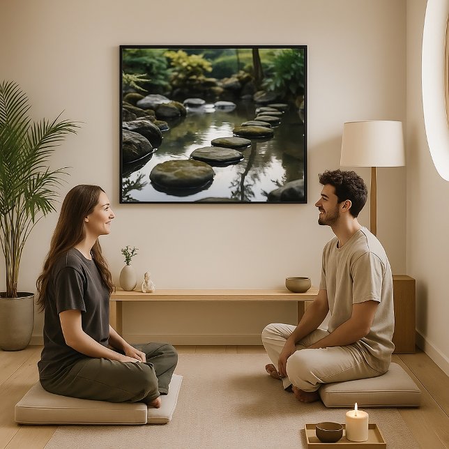 Poster Jardin japonais avec pierres, eau et Plante (Créateur téléchargé)