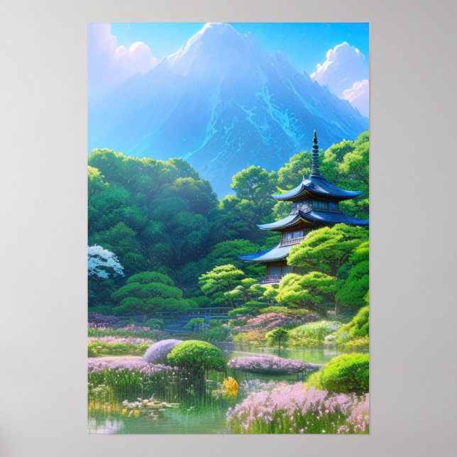 Poster Jardin japonais serein (Devant)