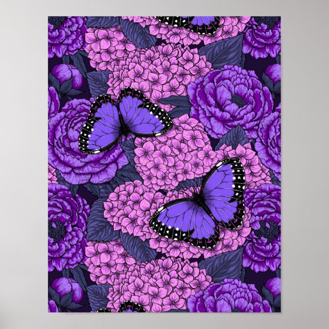 Poster Jardin morpho bleu 2 (Devant)