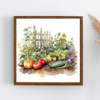 Jardin potager avec clôture aquarelle