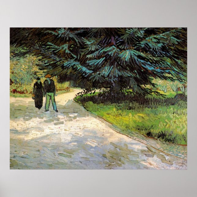 Poster Jardin public avec couple par Vincent van Gogh (Devant)