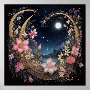 Poster Jardin Romantique au Clair de Lune