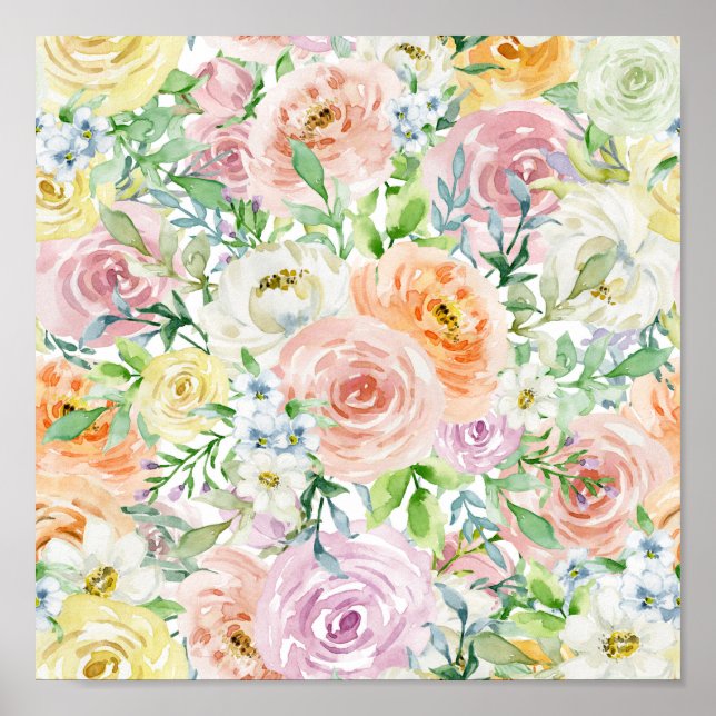 Poster Jardin romantique Pastel (Devant)