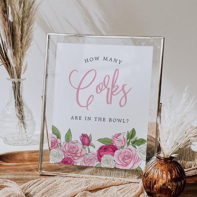 Poster Jardin Rosé "Combien de Corks" Jeu de devinettes (Créateur téléchargé)