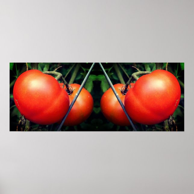 Poster Jardin Rouge Tomates sur la vigne Miroir Abstrait (Devant)
