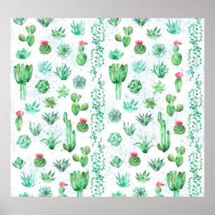 Poster Jardin Succulent : Aquarelle Arrière - plan sans c