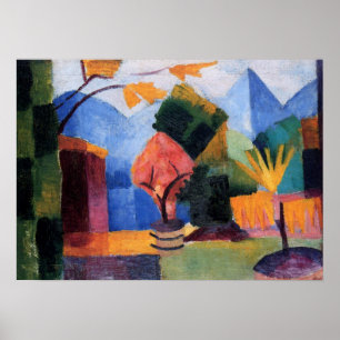 Poster Jardin sur le lac de Thoune par August Macke, Art