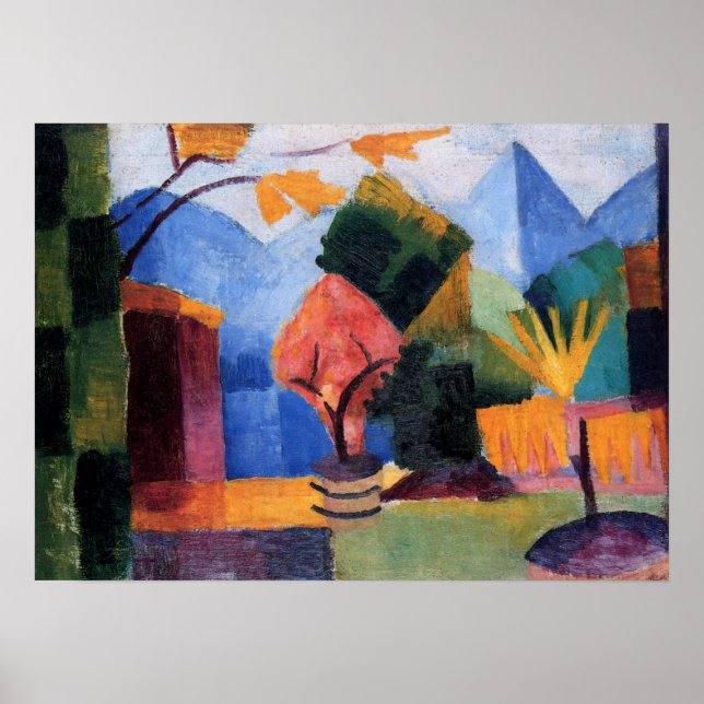 Poster Jardin sur le lac Thoune par August Macke, Art Vin (Devant)
