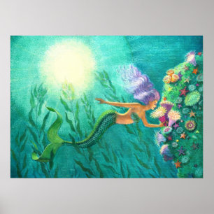 Poster Jardin tropical de mer d'affiche d'art de sirène