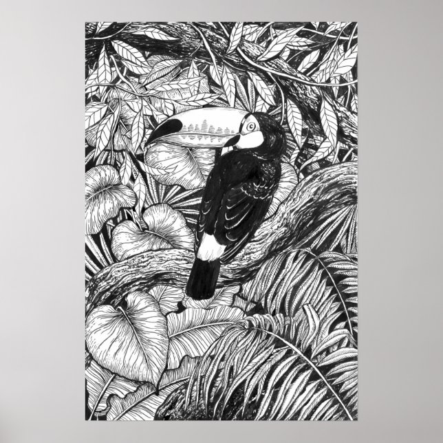 Poster Jardin tropical toucan (Devant)