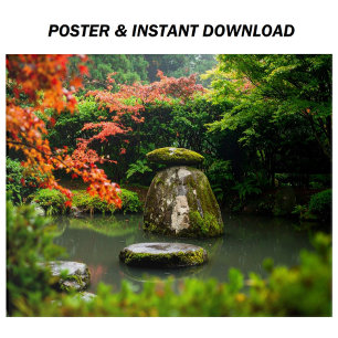 Poster Jardin Zen Pond avec eau et érable rouge