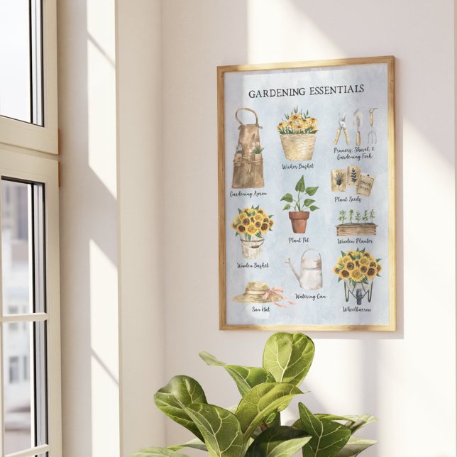 Poster Jardinage Essentiel Jardin de tournesol Outils Ble (In situ)