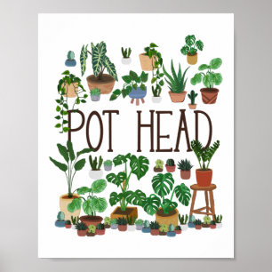 Poster Jardinage Poted Plante Pot Head