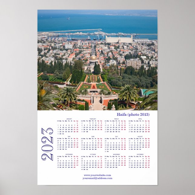 Poster Jardins Bahá'í, Haïfa(photo 2013), Israël (Devant)