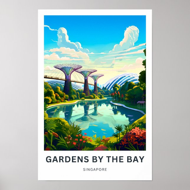 Poster Jardins By The Bay Singapore Travel Print (Devant)