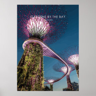 Poster Jardins de la baie, Singapore Travel Artwork