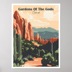 Poster Jardins des Dieux Colorado Illustration de voyage