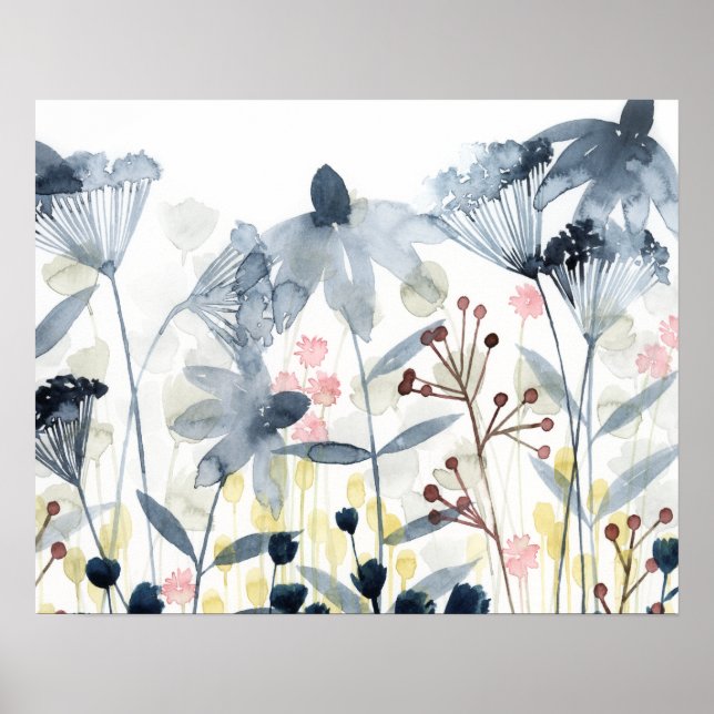 Poster Jardins stratifiés - Fleurs aquarelles (Devant)