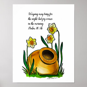 Poster Jarres d'argile - Daffodiles - Aquarelles