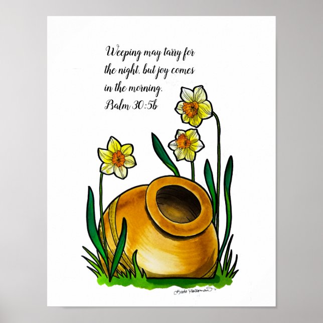 Poster Jarres d'argile - Daffodiles - Aquarelles (Devant)