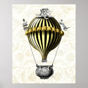 Poster Jaune baroque de noir de ballon