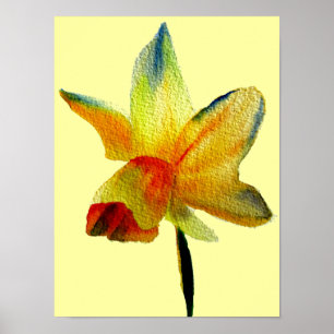 Poster Jaune Daffodique aquarelle ressort art fleur
