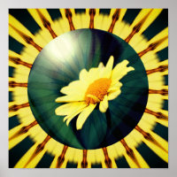 Jaune Daisy Floral Art Abstrait